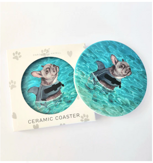 Beach Dogs Ceramic Coasters Frenchie