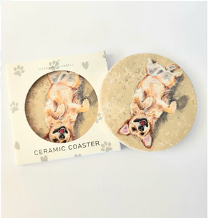 Beach Dogs Ceramic Coasters Golden Retriever